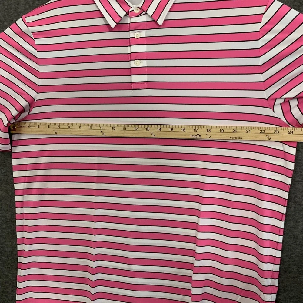 RLX Ralph Lauren Polo Shirt Mens‎ XL Pink Stripe Golf Performance Stretch Summer